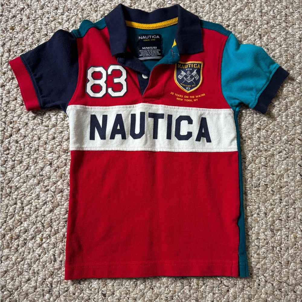 Nautica Kids' Multicolor Polo Shirt NWOT never worn Sz M 5/6